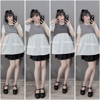 ÁO BẦU CỘC TAY ZIP KẺ NGANG KÈM KIM TUYẾN-4 màu