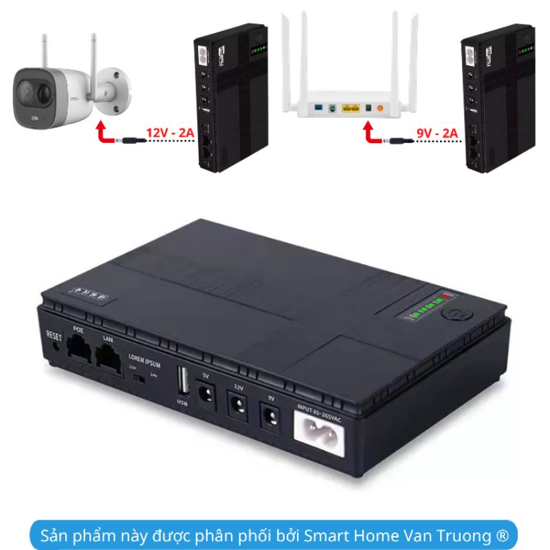 Bộ lưu điện dung lượng cao 5V 9V 12V UPS POE cho camera wifi khi mất điện, cúp điện vẫn có wifi