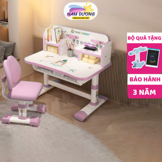 Bộ bàn học cho bé tiểu học Nam Dương E03, Bàn học kèm giá sách, Bàn học chống gù cho bé