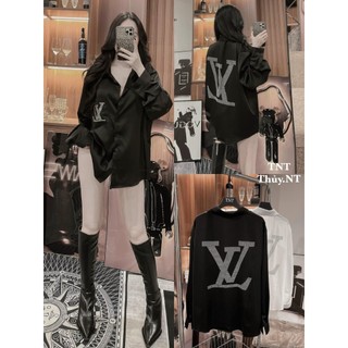 Sơ Mi LV Nạm Đá Chất Lụa Óng, Áo Sơ Mi Nữ LV Đính Đá Lụa QC