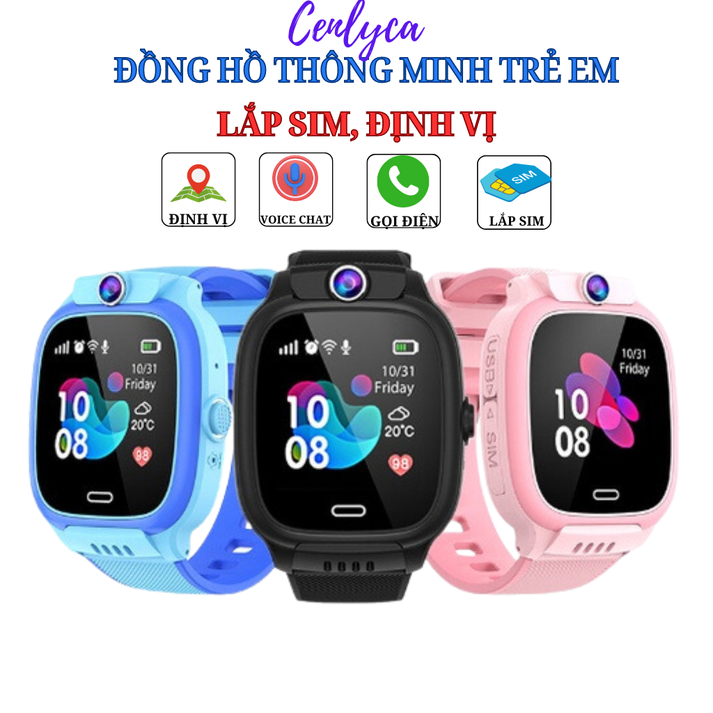 Đồng Hồ Thông Minh Trẻ Em Y31 Cenlica Lắp Sim Nghe Gọi, Định vị ,Chụp Ảnh, Chống Nước .Bảo Hành 12 Tháng