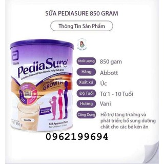 Sữa bột Pediasure Úc vanilla 850gr Úc - [ Mẫu mới - Date 2025 ]