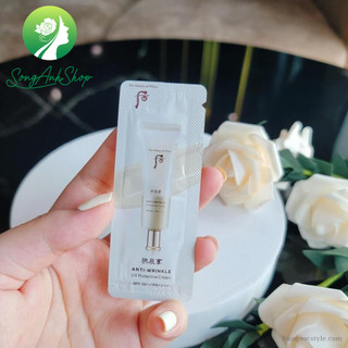 10 gói Kem Chống Nắng Chống Nhăn Whoo Vàng Wrinkle Sun Cream SPF 50+, PA++++