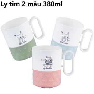Cốc trái tim 2 màu, in hình cực xinh, chịu nhiệt tốt, có quai cầm xinh xắn, cốc uống nước cho bé Việt Nhật