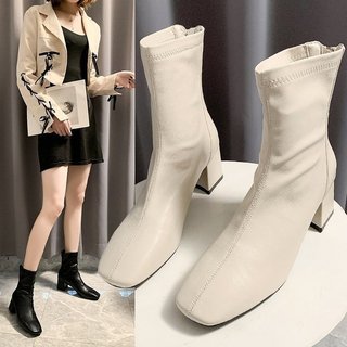 Bốt nữ cao cổ đế 5cm chất da lì siêu mềm