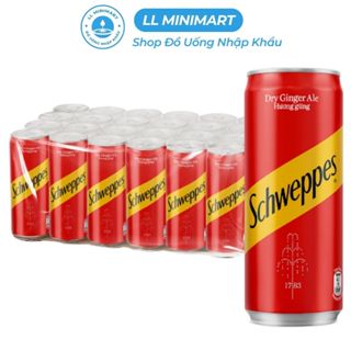 Thùng 24 Lon Nước Soda Hương Gừng Schweppes Dry Ginger Ale 320ml