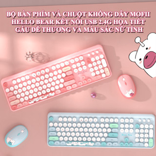 Bộ bàn phím và chuột không dây MOFII HELLO BEAR- Kết nối chip USB 2.4G- Thiết kế họa tiết gấu dễ thương