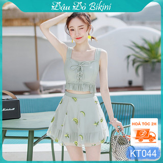 LẺ SIZE 48-55kg. Bikini 3 chi tiết cao cấp, đồ bơi nữ dáng váy & quần sooc đùi rời, phom đẹp, thun bơi mịn mát | KT044