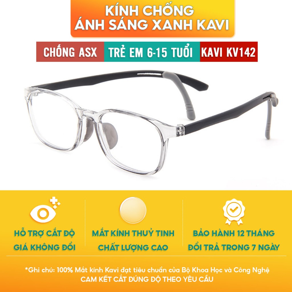 Kính Chống Cận Trẻ Em 6-15 Tuổi Kavi 142 - Kính Dáng Vuông Dành Cho Bé Trai, Bé Gái Học Online
