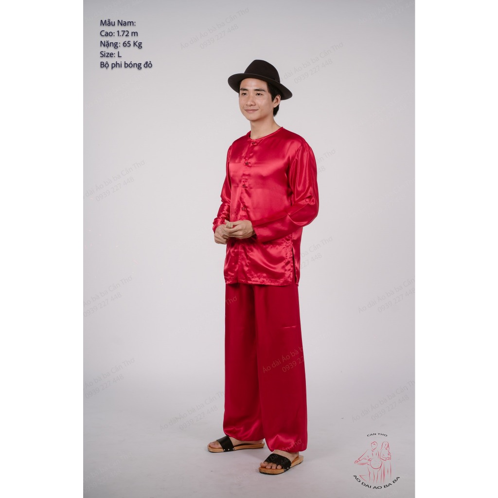 BIGSIZE BỘ BÀ BA NAM PHI BÓNG ĐỎ ĐÔ - Áo bà ba Cần Thơ