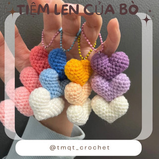 Móc khoá xâu trái tim mini bằng len - handmade🧶