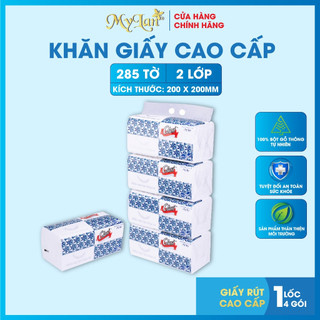 Lốc 4 gói, giấy rút cao cấp mylan kim cương 3 lớp, 285 tờ/gói