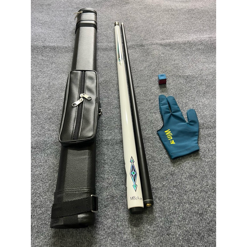 cơ bida phủ carbon trắng chơi bida lỗ - sản phẩm cao cấp chuyên dụng