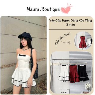 Váy cúp ngực xòe bồng, váy cúp ngực sang chảnh, đầm cup ngực body 3 màu nơ ngực