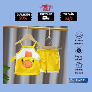 Bộ 2 dây quần áo trẻ em cho bé gái mẫu chú gà trống Mào xinh MiDu Kid