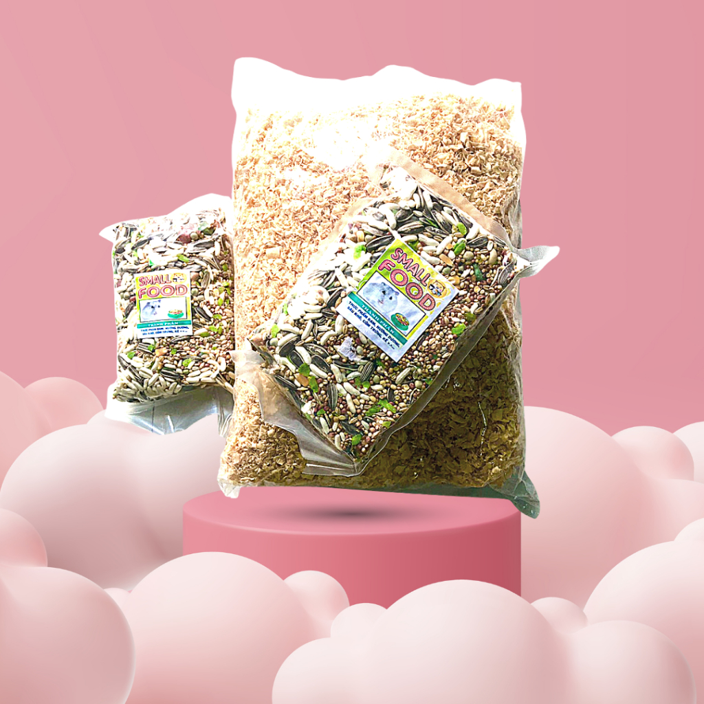Combo thức ăn cho hamster (thức ăn 500g*2+bịch mùn thơm 500g)
