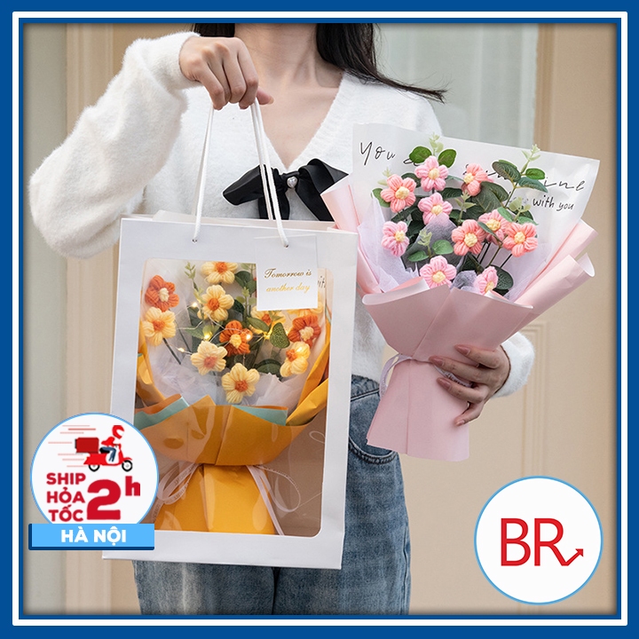 Túi giấy đựng hoa, quà gấu bông mặt kính trong suốt có quai nhiều size tặng sinh nhật - Hộp đựng quà 02154