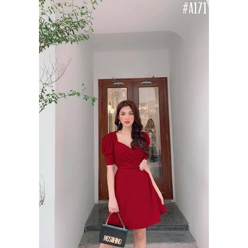 Đầm cổ vuông bèo ảnh thật