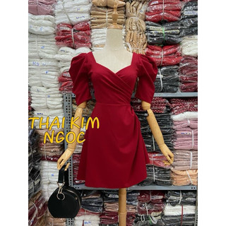 Đầm cổ vuông bèo ảnh thật