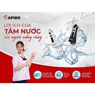 Tăm nước cầm tay Rapido RWB 300, dung tích 300ml, Tia nước mảnh chỉ 0.6mm bảo hành chính hãng 12th