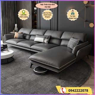 Sofa góc l bọc da ,cao cấp phong cách bắc âu hiện đại , sang trọng