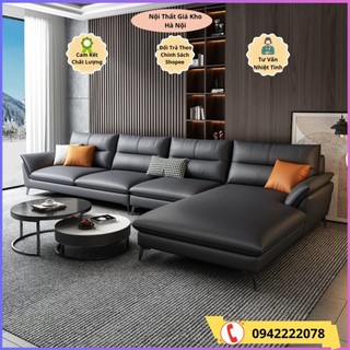 Sofa góc l bọc da cao cấp phong cách bắc âu hiện đại