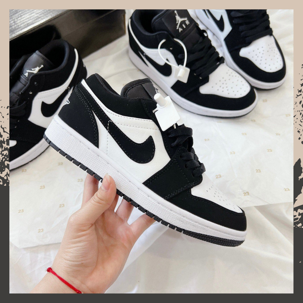 Giày Jordan_Cổ Thấp Đen Trắng Nam Nữ, Giày JD1 Low Panda Đen Trắng Da Trơn - Da Nỉ Bản Classic full box bill | BigBuy360 - bigbuy360.vn