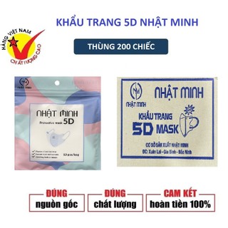 Thùng 200 chiếc khẩu trang 5D Nhật Minh cao cấp chống bụi mịn