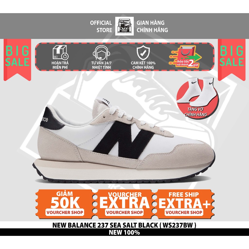Giày 𝐍𝐞𝐰 𝐁𝐚𝐥𝐚𝐧𝐜𝐞 237 SEA SALT BLACK  - AUTHENTIC 100%