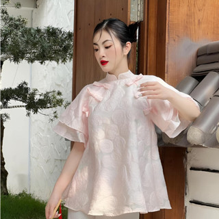 Đồ lam đi chùa nữ sét bộ pháp phục côt tàu chất xốp hoa hồng đủ size s m l xl