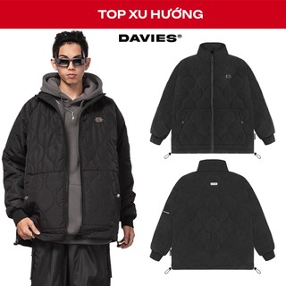 Áo khoác chần bông nam nữ DAVIES họa tiết, màu đen cổ cao form rộng dù 2 lớp kháng nước Air Jacket local brand| D36-AK1