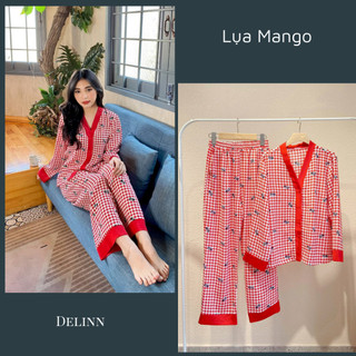 Đồ bộ nữ pijama mặc nhà DELINN pijama dài lụa mango cổ bà lai ngọt ngào cho nàng DL027