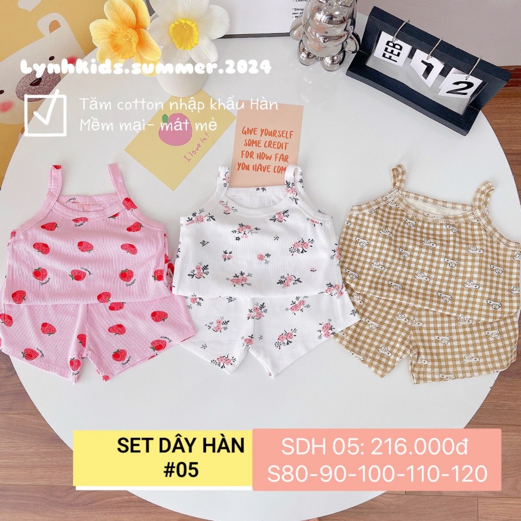 Set 3 bộ 2 dây búp bê cotton tăm hoạ tiết dễ thương cho bé gái