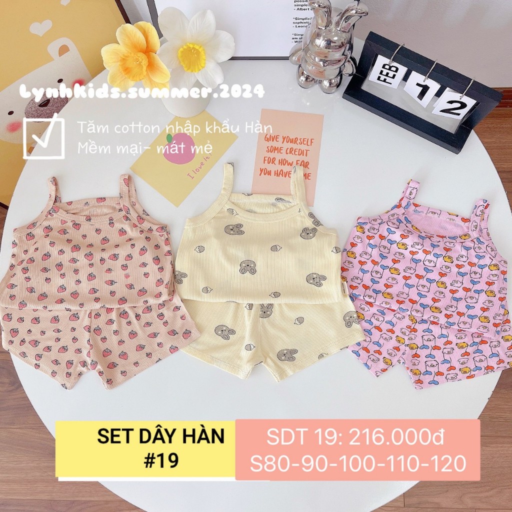 Set 3 bộ 2 dây búp bê cotton tăm hoạ tiết dễ thương cho bé gái