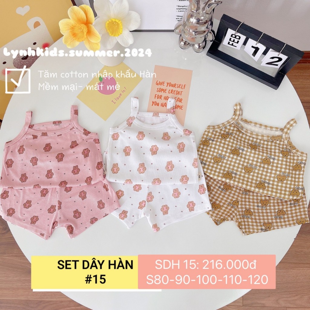 Set 3 bộ 2 dây búp bê cotton tăm hoạ tiết dễ thương cho bé gái