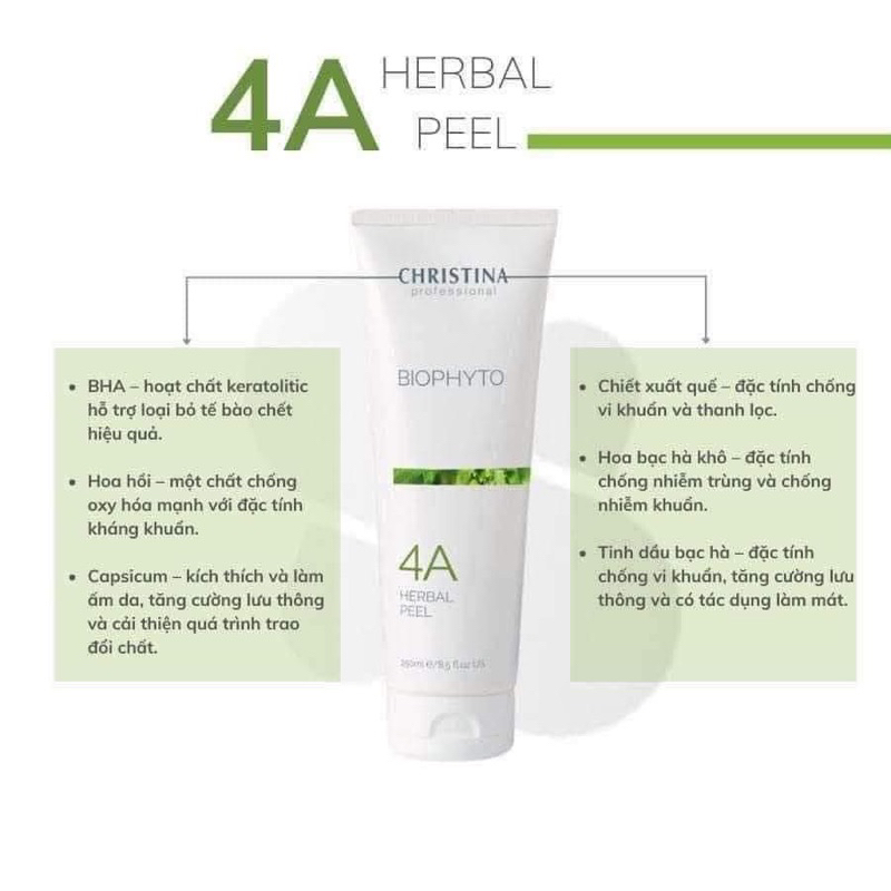 [Mẫu Thử] Mask tẩy da chết sạch sâu peel da loại bỏ mụn cám đầu đen Christina herbal peel 4A mask