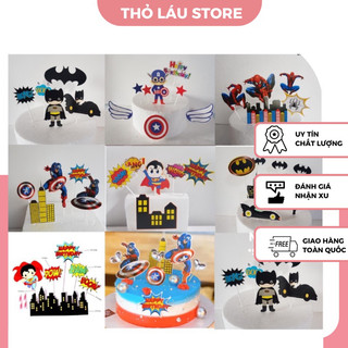 Bộ hình cắm giấy siêu nhân Superman trang trí bánh sinh nhật, topper cake