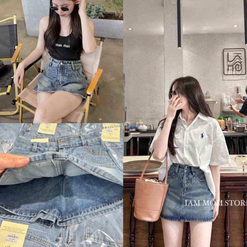 Quẩn giả váy jeans nữ trơn siêu hot #183