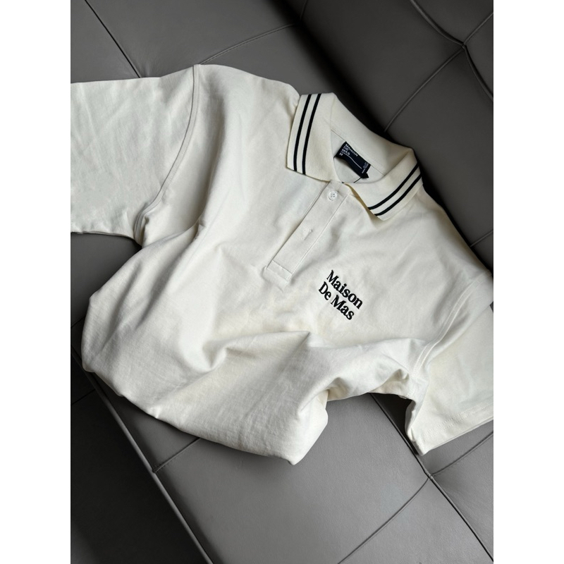 Áo STRIPES COLLAR POLO / Cream