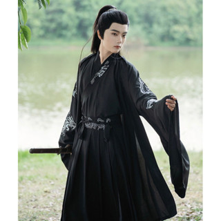 Hán phục cổ trang nam đen kèm đai lưng giáp tay ( sẵn )