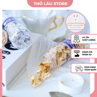 Lọ 2gr lá vàng trang trí bánh sinh nhật, lá bạc trang trí bánh