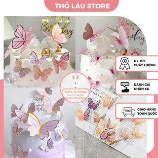 Set bướm giấy trang trí bánh sinh nhật , bướm trang trí bánh kem