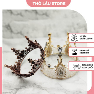 Vương miện mini trang trí bánh sinh nhật, vương miện trang trí hoa sáp