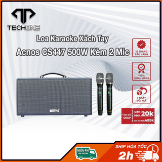Loa karaoke xách tay acnos cs447 500w tặng kèm 2 mic hàng chính hãng - bảo hành 12 tháng