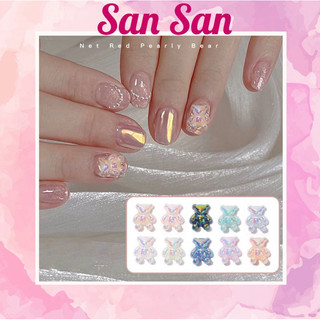 Charm gấu xà cừ ánh ngọc trai Trang Trí Móng