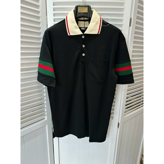 Áo polo - gucci - gc tay lỡ đen cổ be new2024