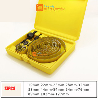 Mũi khoét lỗ tròn gỗ thạch cao khoan khoét trần cao cấp 16 chi tiết bộ vàng BMKTC-16CT-V