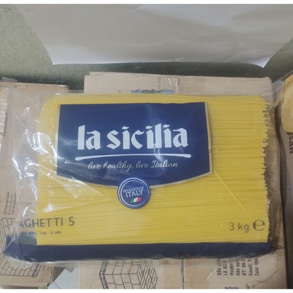 mì ý spaghetti nhập khẩu La sicilia sợi tròn túi 3000g (HSD 2026)