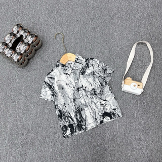 Áo sơ mi lụa cộc tay cho bé trai 11-35kg