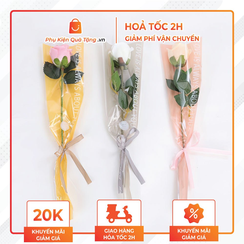 [Giá siêu rẻ] Set 50 Túi Kiếng 1 Bông không thấm nước, túi kiếng đựng hoa hồng, hoa tươi, dịp lễ 8/3